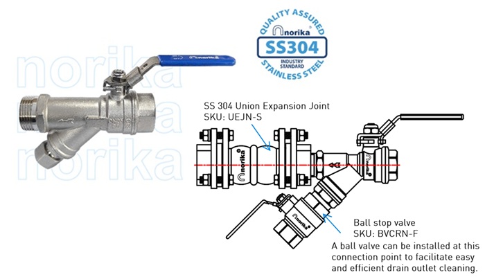 Injap Bola Penapis Corak-Y Keluli Tahan Karat Gred 304 dengan Pemegang Biru Boleh Dikunci